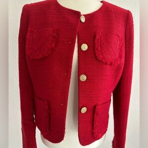Bold Red Jones New York Tweed Women's Jacket Size 4